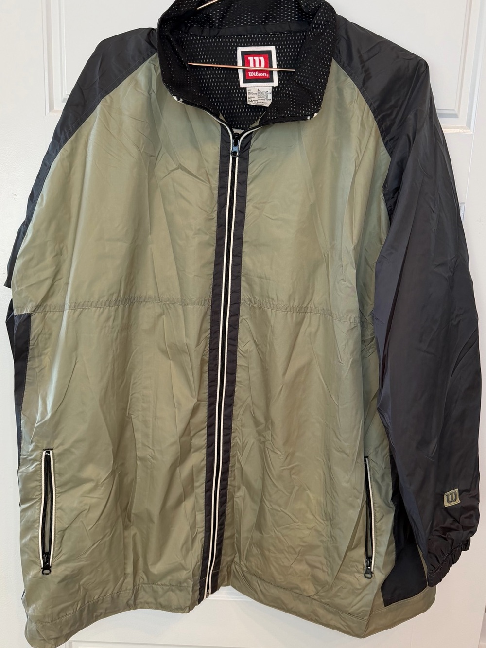 Vintage Wilson Green and Black Men’s Windbreaker Jacket
